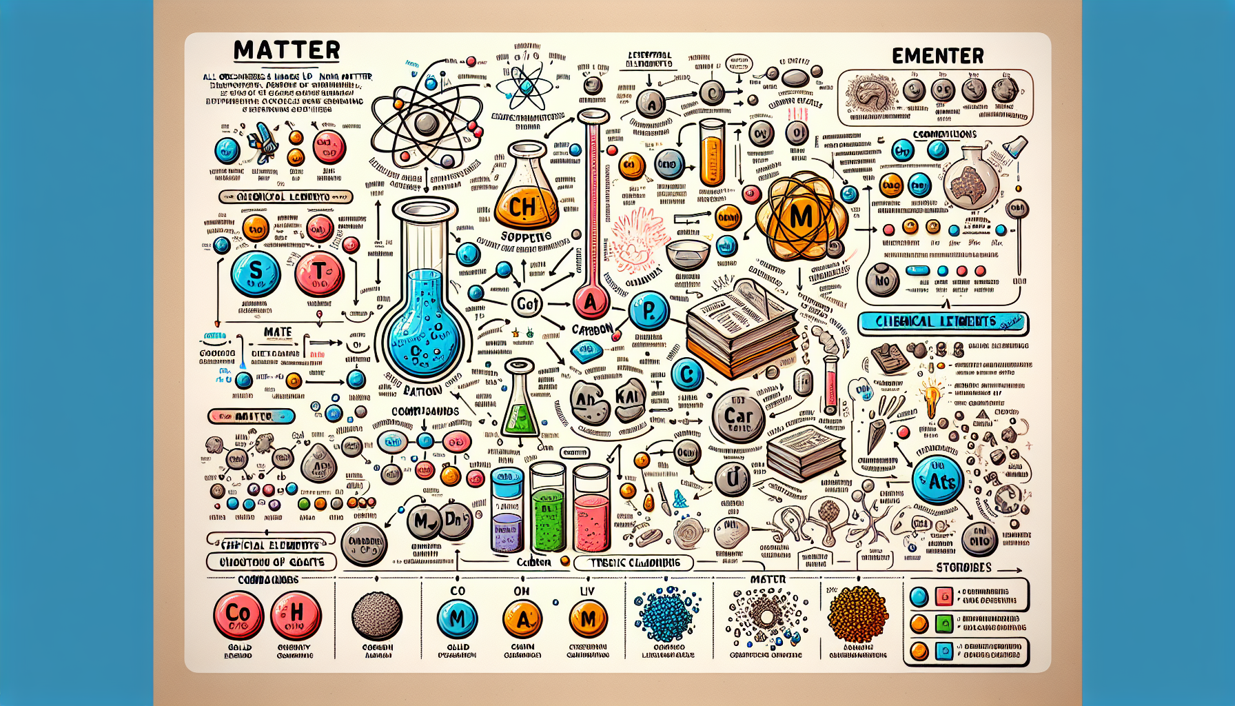 COURS 1 – Partie 1 : La matière, les éléments et les composés

🌍 1.1 – La matière

La matière correspond à tout ce qui occupe un espace et possède une masse.
Elle existe sous toutes les formes possibles : solides (pierres, métaux), liquides (pétrole, eau), gazeuses (air, gaz) et même vivantes (plantes, animaux, humains).
Toute matière est constituée d’éléments chimiques, purs ou combinés entre eux, pour former des composés.

⸻

⚛️ 1.2 – Les éléments chimiques

Un élément chimique est une substance pure qu’on ne peut pas décomposer en d’autres substances plus simples par des réactions chimiques.
Les chimistes ont répertorié 92 éléments naturels, parmi lesquels on trouve :
	•	l’or (Au),
	•	le cuivre (Cu),
	•	le carbone (C),
	•	et l’oxygène (O).

Les organismes vivants, comme les humains, sont constitués de ces éléments.

⸻

⚙️ 1.3 – Les composés

Un composé est une substance formée par la combinaison de plusieurs éléments selon des proportions précises.
Par exemple :
	•	l’eau (H₂O) est formée d’hydrogène et d’oxygène,
	•	le sel (NaCl) est formé de sodium et de chlore.

Ces combinaisons déterminent la structure et la fonction chimique de chaque substance.

⸻

🧬 1.4 – Les éléments essentiels à la vie

Sur les 92 éléments naturels, environ 20 à 25 % sont considérés comme essentiels à la vie, c’est-à-dire indispensables à la survie des organismes.
Parmi eux, quatre éléments dominent largement :
	•	Oxygène (O)
	•	Carbone (C)
	•	Hydrogène (H)
	•	Azote (N)

👉 Ces quatre éléments représentent à eux seuls 96 % de la matière vivante.
Les 4 % restants sont constitués d’éléments comme le calcium (Ca), le phosphore (P) et le soufre (S), qui jouent aussi un rôle crucial.

Enfin, certains éléments sont présents en quantités infimes (moins de 0,01 %) : on les appelle les éléments de trace ou oligoéléments.
Exemples : le fer (Fe), le zinc (Zn), le cuivre (Cu), le manganèse (Mn), etc.
Malgré leur faible quantité, ils sont essentiels au bon fonctionnement du corps.

⚠️ Certains éléments naturels peuvent être toxiques pour l’organisme, comme l’arsenic (As).

⸻

🧠 1.5 – Synthèse
	•	Tout être vivant est constitué de matière, elle-même faite d’éléments chimiques purs ou combinés.
	•	Ces éléments s’associent pour former des composés, essentiels à la structure et au fonctionnement des cellules.
	•	Les quatre éléments majeurs (C, H, O, N) dominent la composition du vivant.
	•	D’autres éléments, même en très petite quantité, ont un rôle vital (oligoéléments).