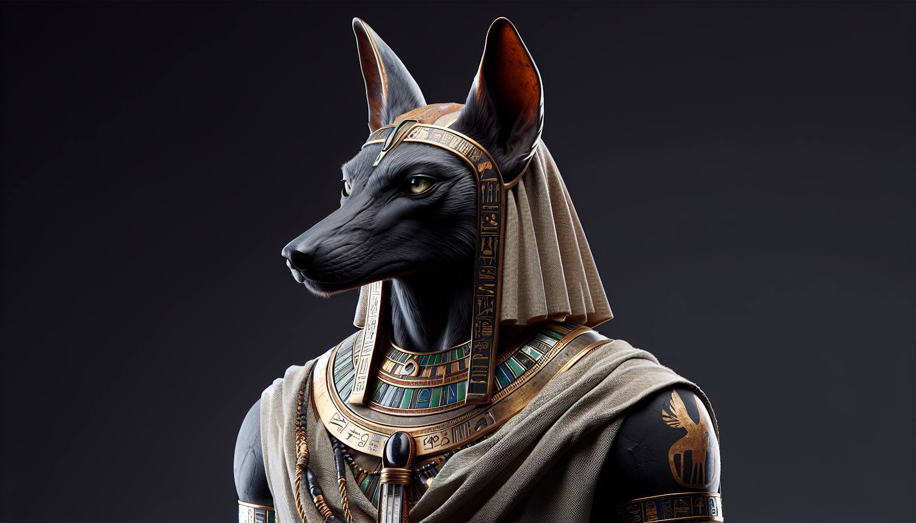 I want an portrait of a anubis god from egypt