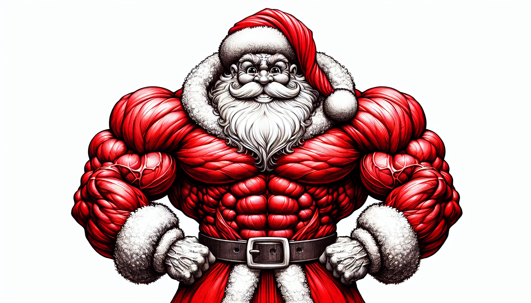 papa noel caricatra musculoso 