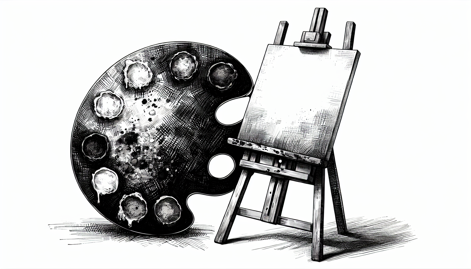 paint palette and easel