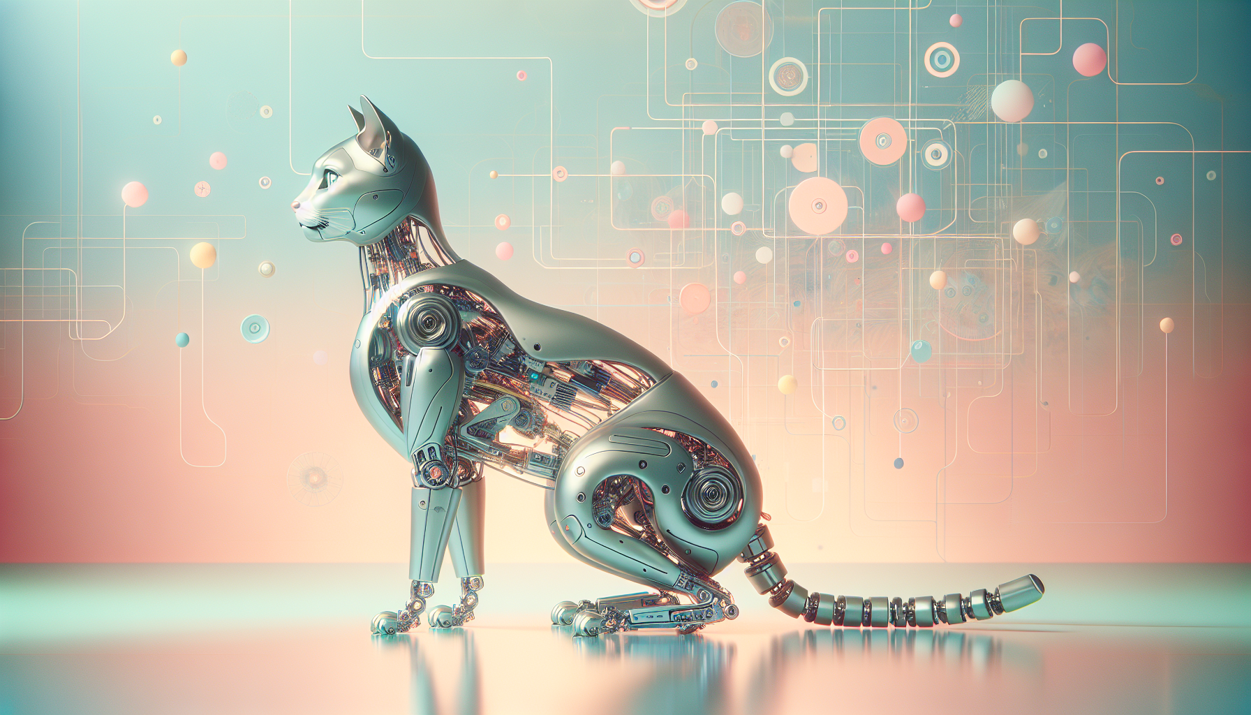 a robot cat in an exoskeleton