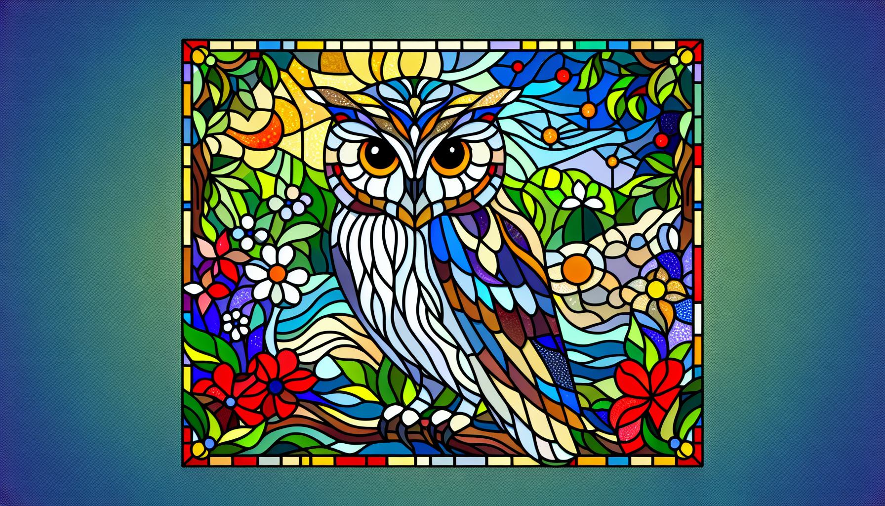 owl stained glass panel