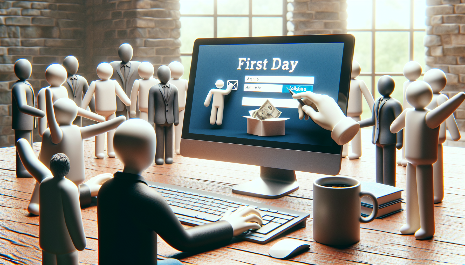 To mój pierwszy dzień — kubek, login i mail
Inni mówią do mnie „hej” bo to jest fair
