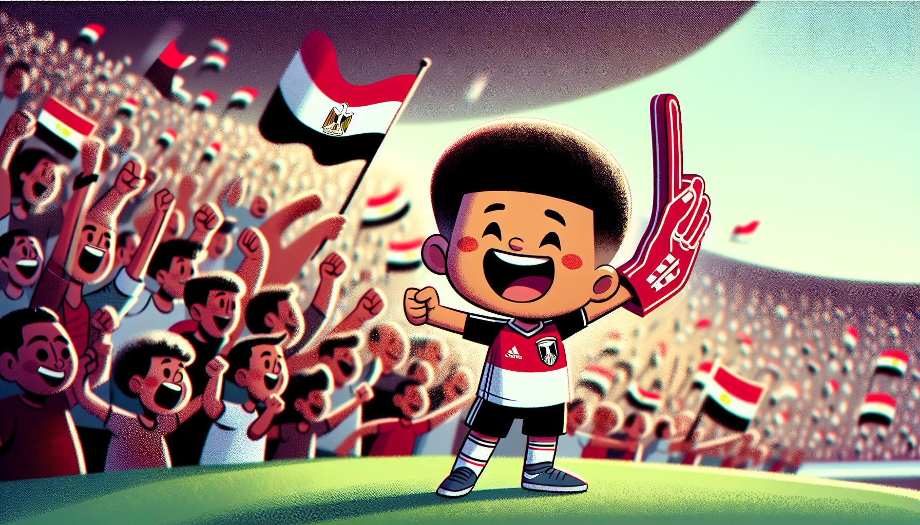 صوره طفل مصرى فى مبارة النهائي بين مصر والمغرب كاس افريقيا ٢٠٢٦ وهو بيشجع