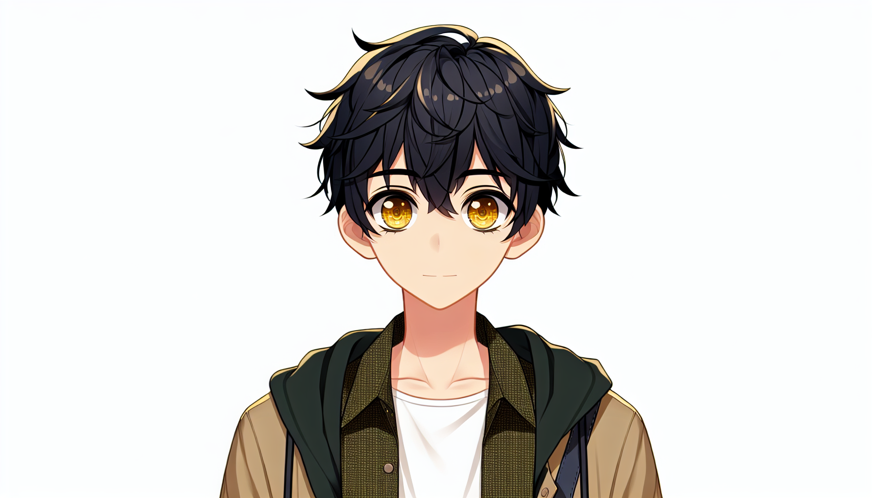Anime Kiyotaka Ayanokōji,hair black,Golden eyes,casual clouting.