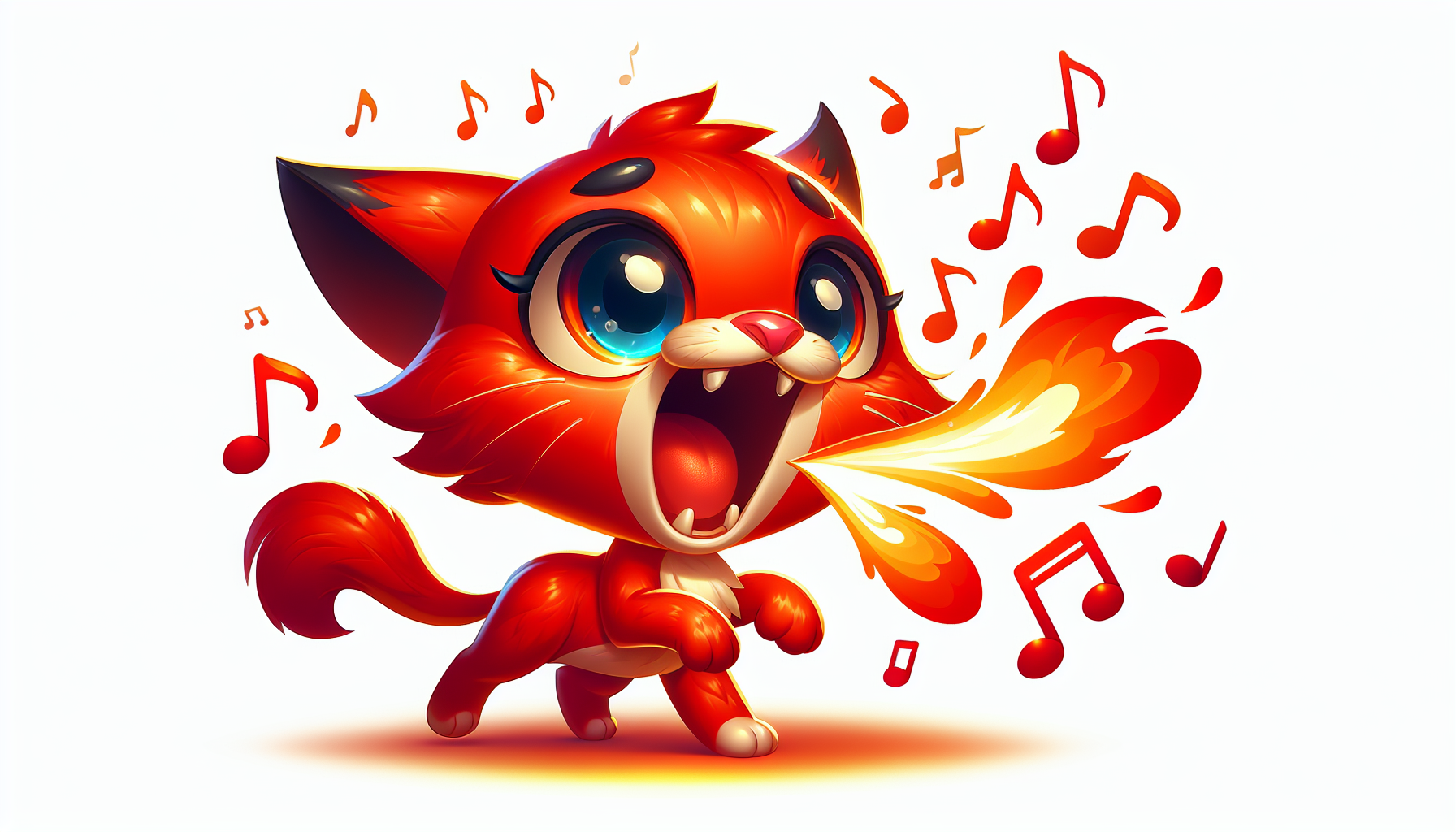 A Red cat sing