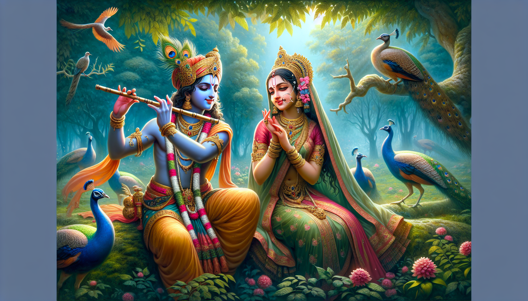 Make a image of god krishna and radha