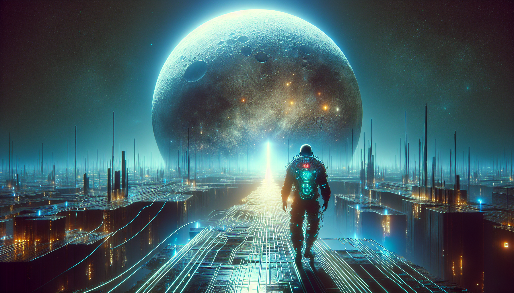 A man walking to the moon