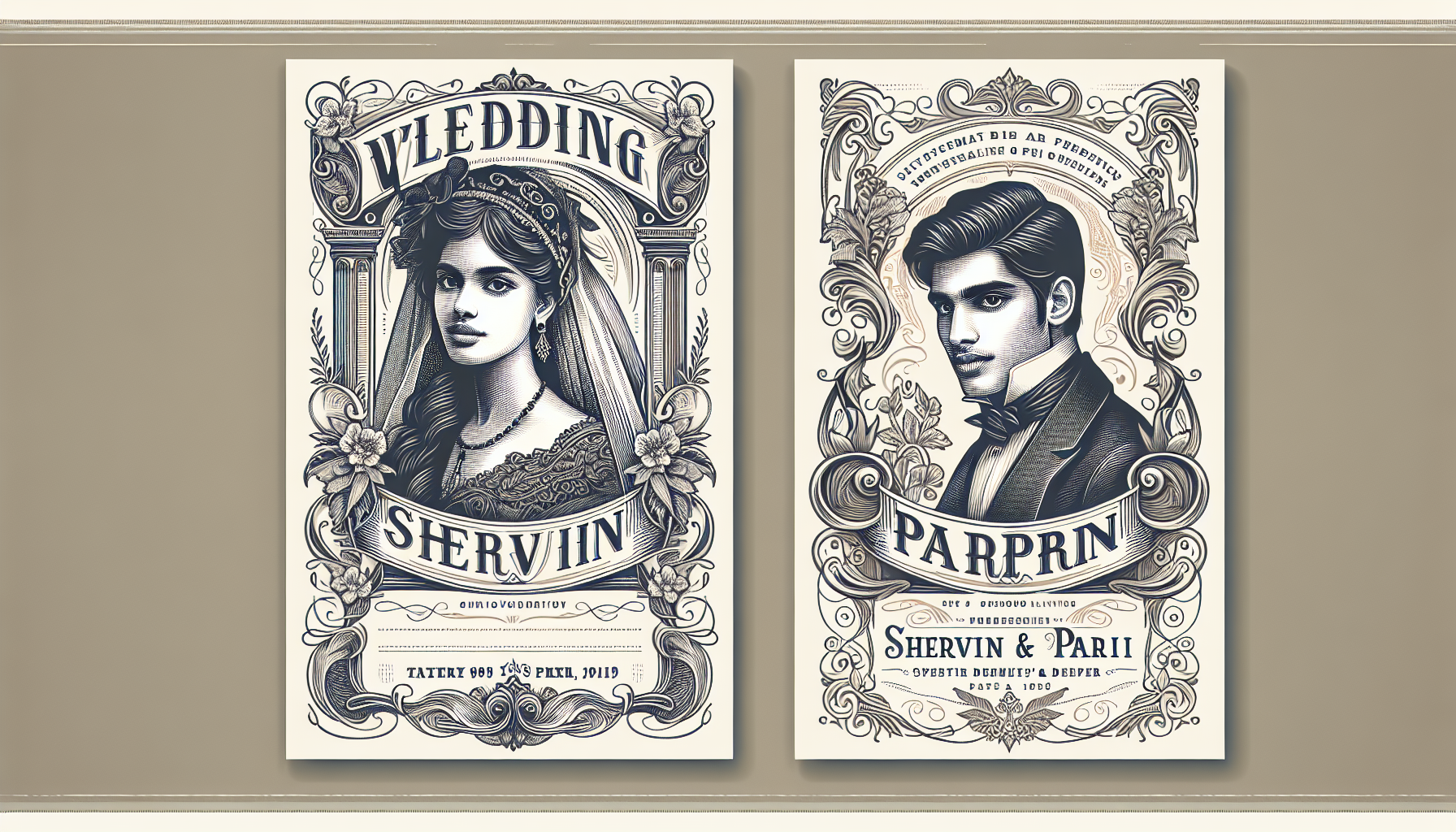 I want a wedding card of shervin weds pari