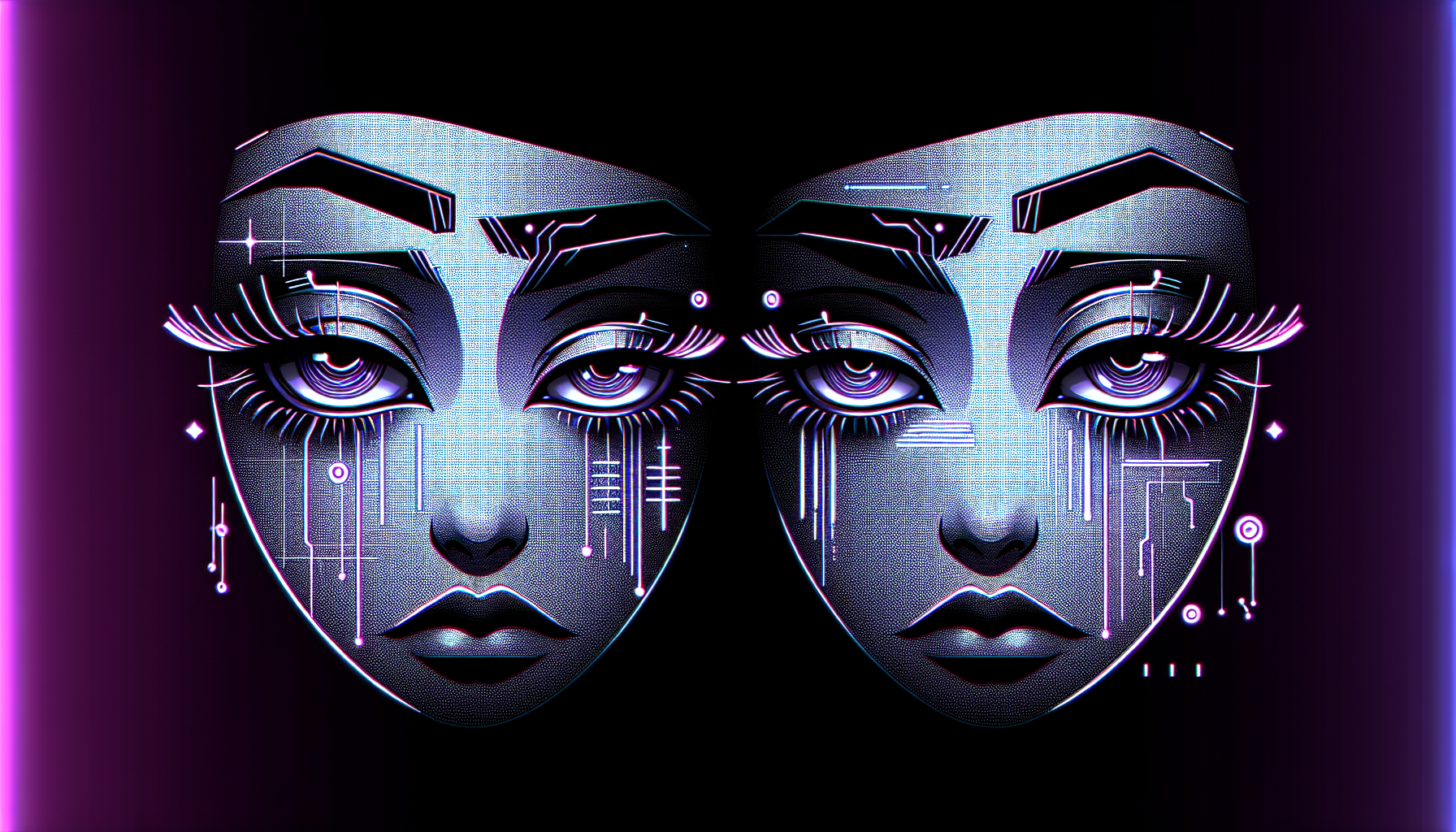 A pair of stylized digital eyes, tired, bored, slightly annoyed expression, heavy eyelids, minimal design.