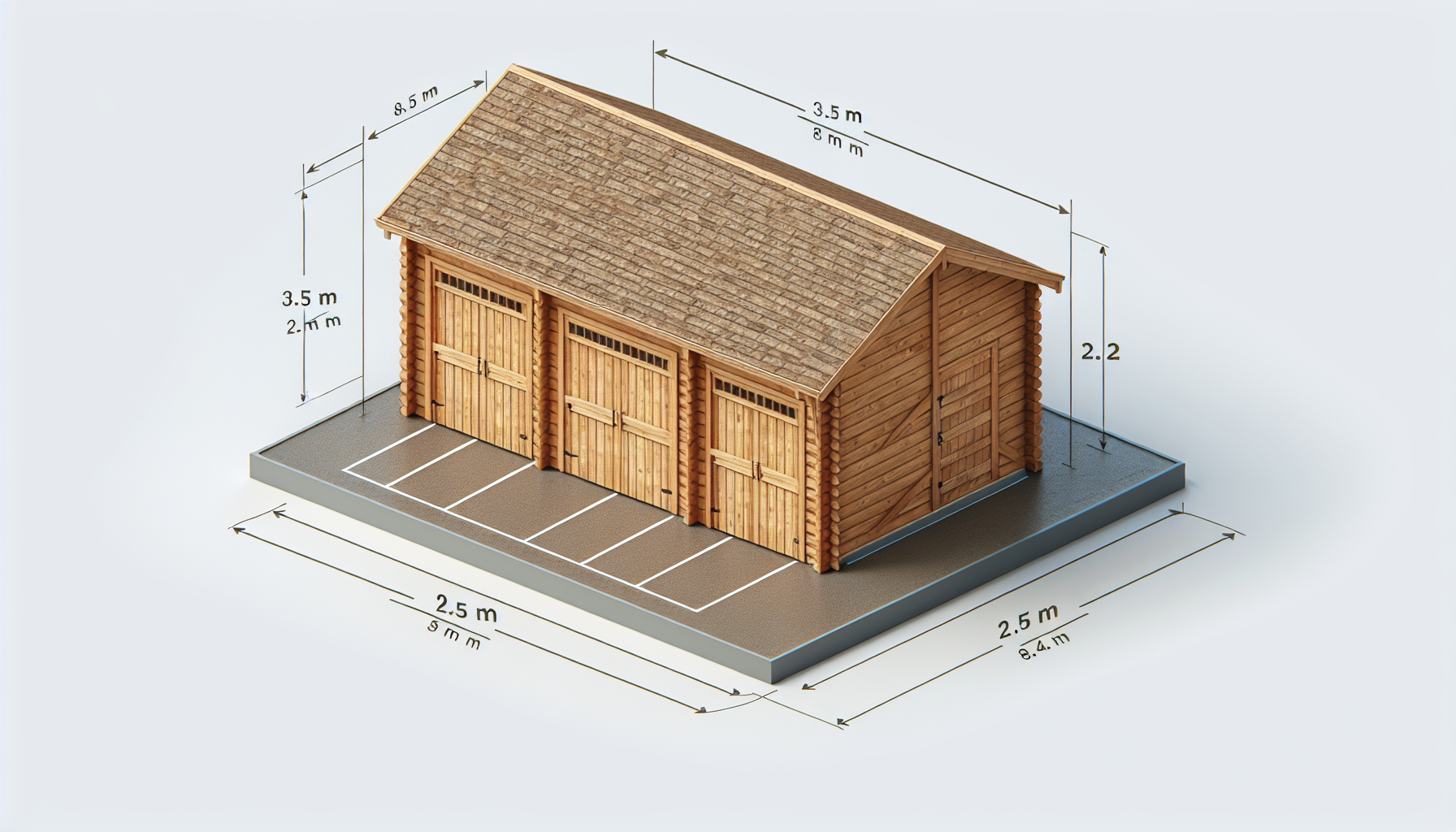 stwórz drewniana wiate garazową. 3,30m na 8,5 metra długości i 2,50 metra wysokosci ze spadkiem wzdłuż 8,5 metra  2, 40 metra . 4 pary słupów, miedzy 3 a 4 parą będzie zabudowana szopka. dach płaski 