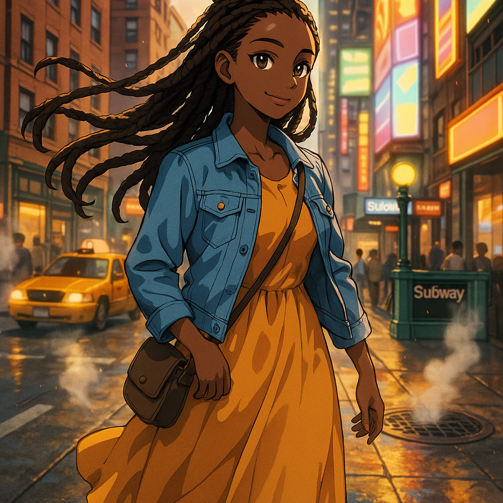 Une belle femme africaine dans la rue de New york