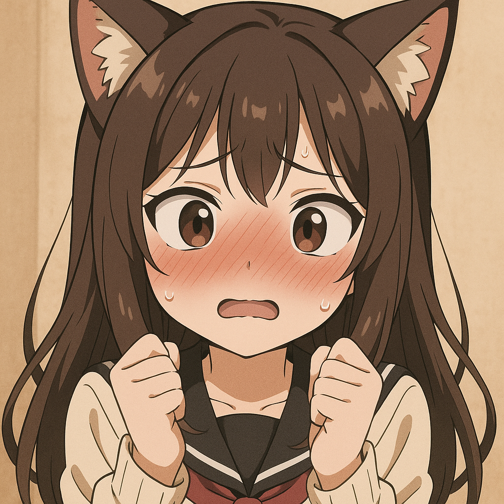 Anime girl with cat ears that's embrassed