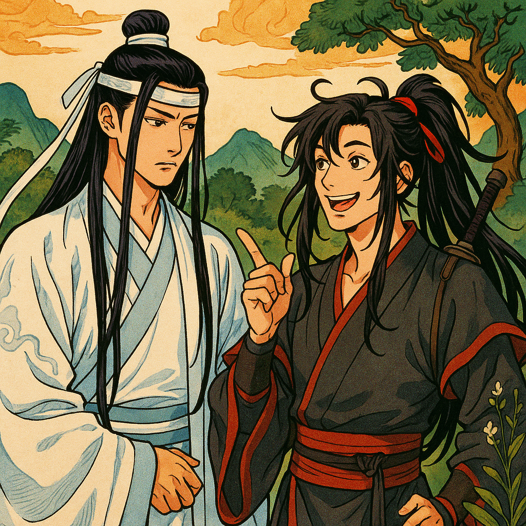 生成一张魔道祖师蓝忘机和魏无羡的图